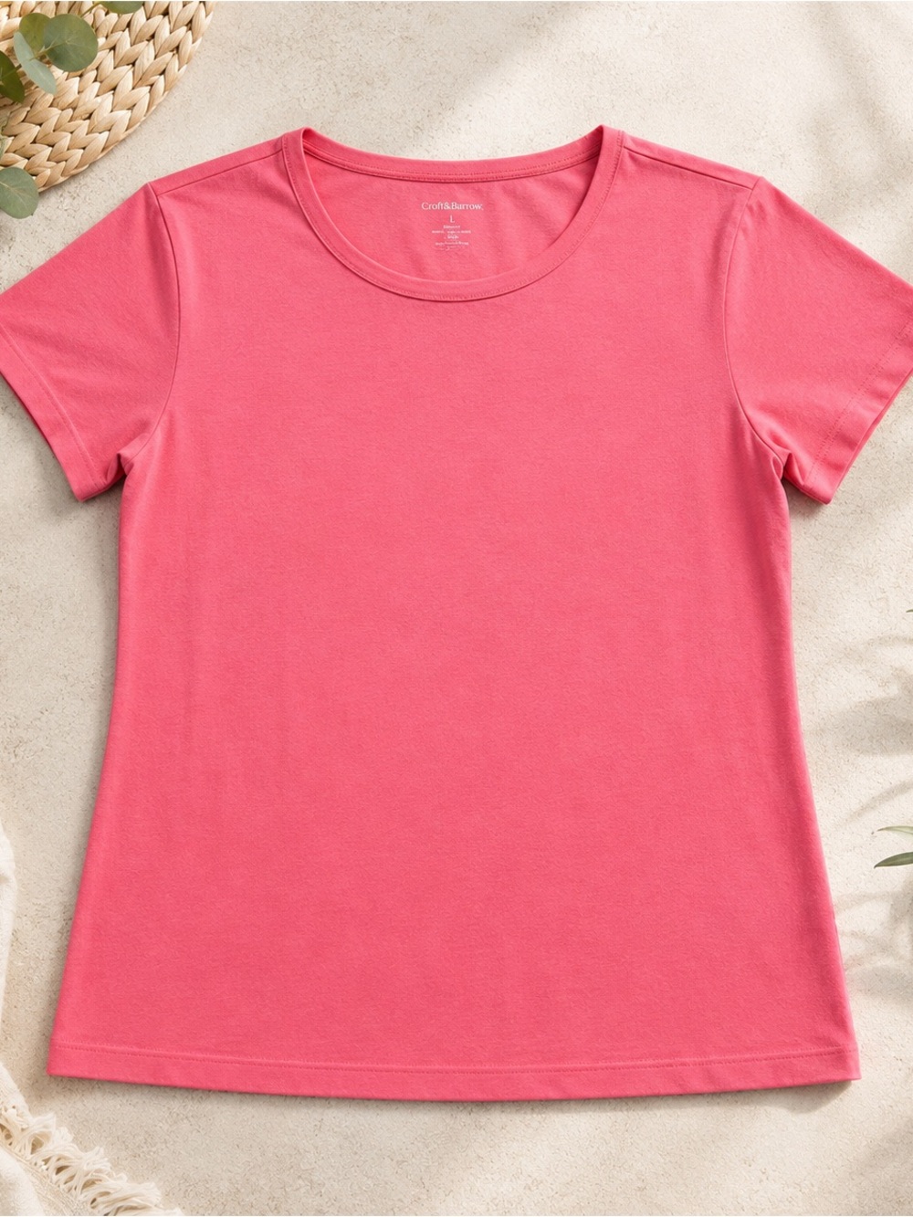 croft & barrow Coral-Pink Short Sleeve Crewneck Tee 643